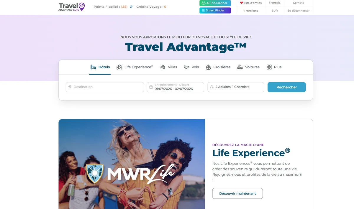 Plateforme de voyage Travel Advantage